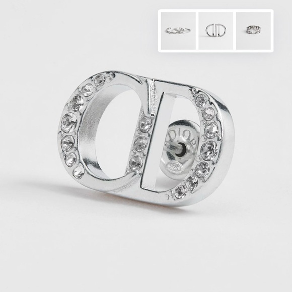 Dior Jewelry - CD Icon Earrings Silver and White Crystals .925 Sterling Silver Stud Earrings